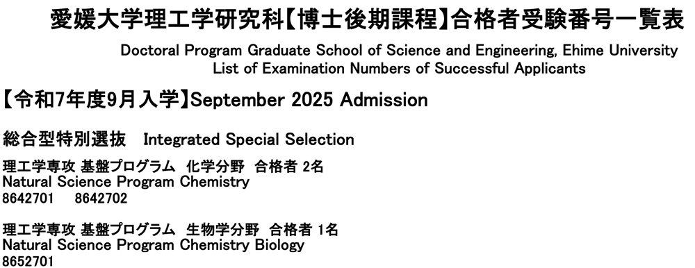 合格者番号
