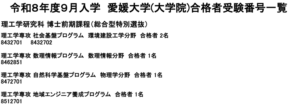 合格者番号